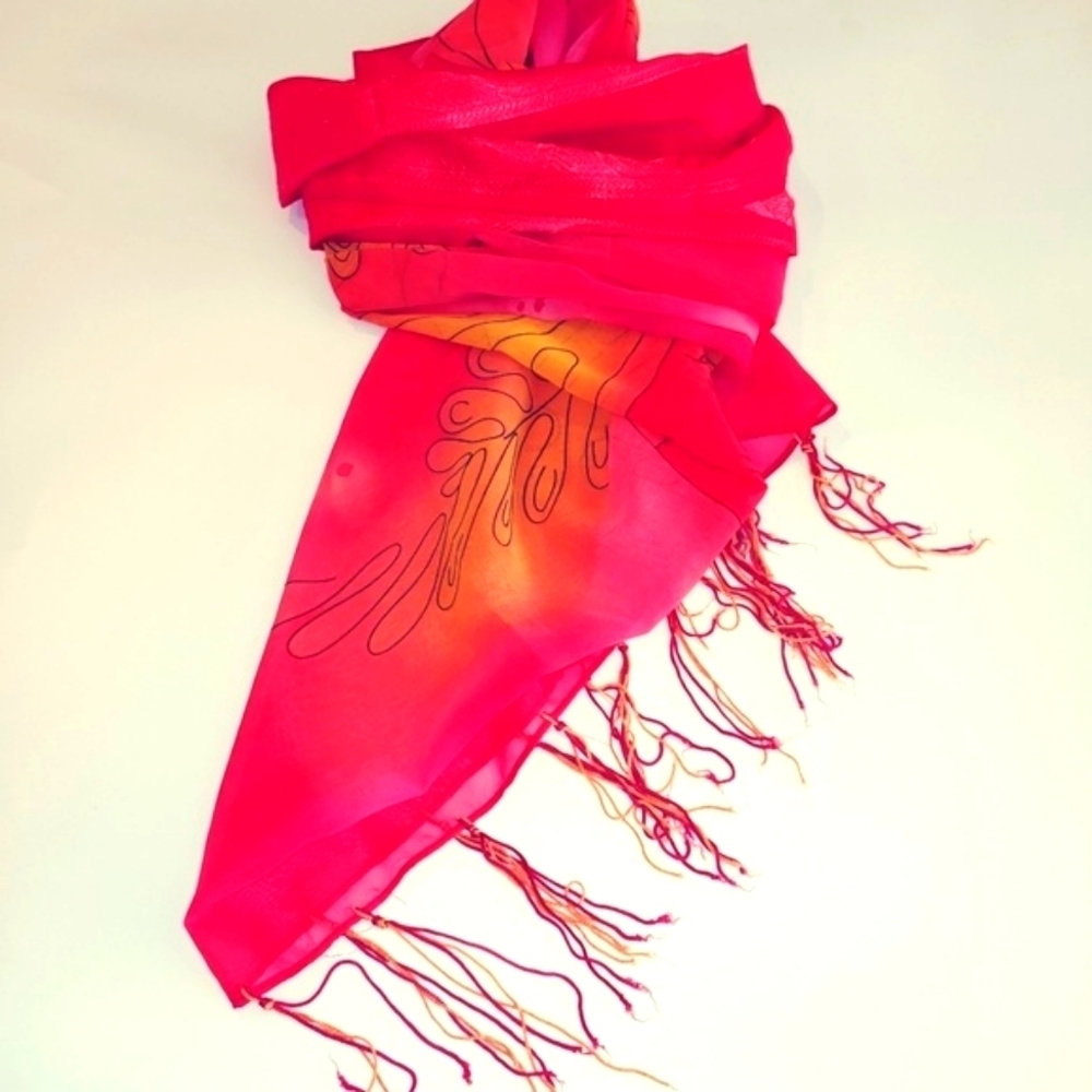 Oversized scarf bathing suit cover fish tropical